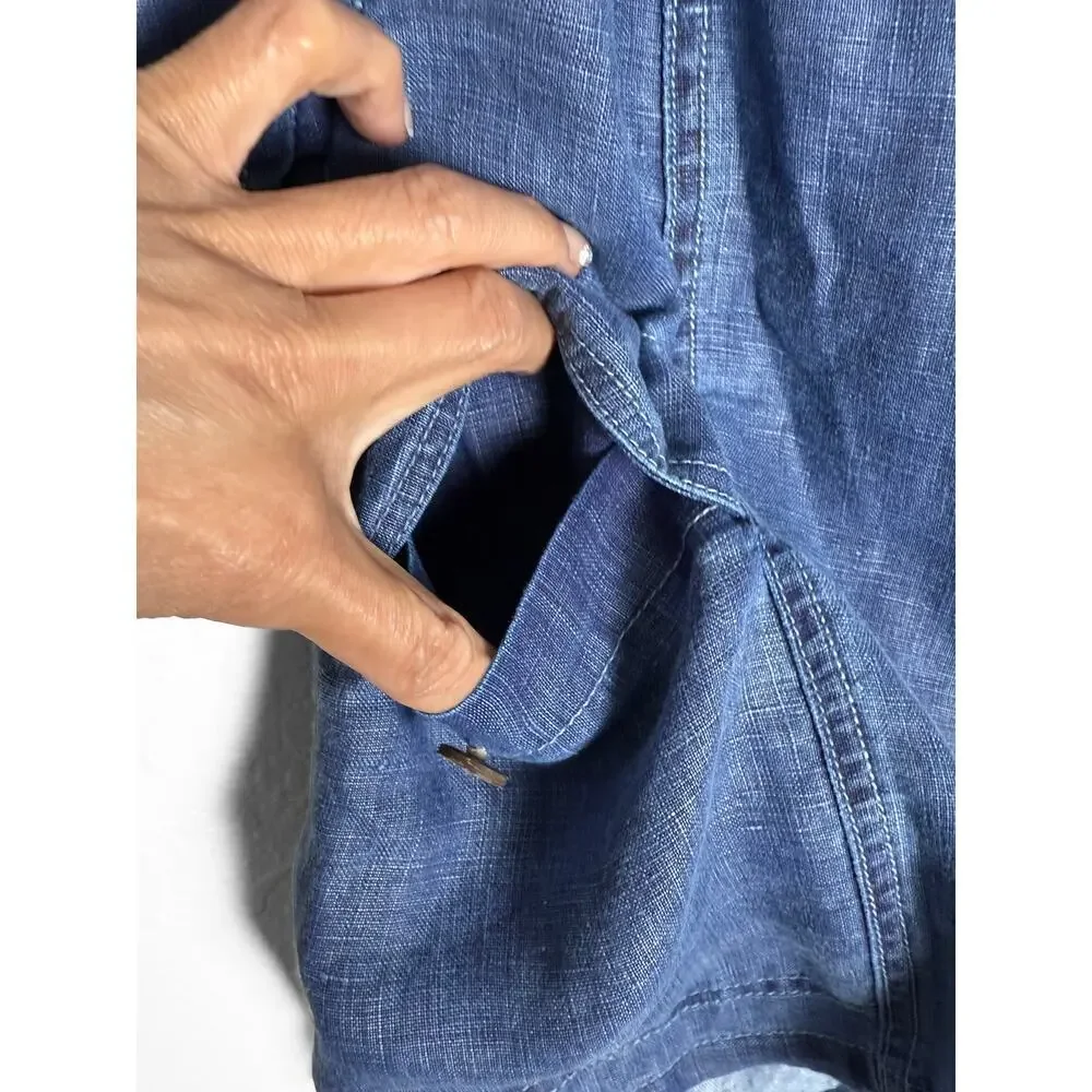 Tommy Bahama Relax Mens Linen Denim Like Cargo Shorts Pockets Lightweight Summer